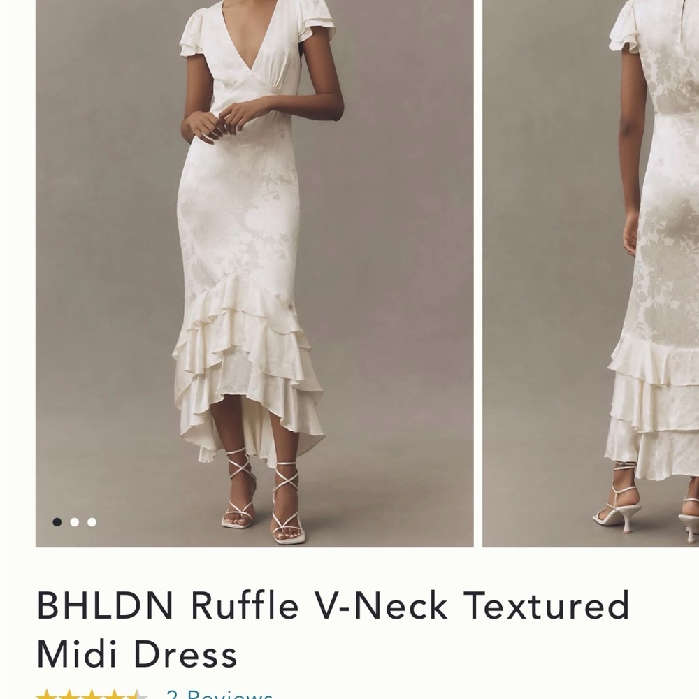 BHLDN Ruffle V-Neck Texture Midi Dress